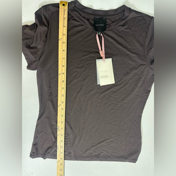 NWT Alex Marie Women's Size Small S Brown Short Sleeve T-shirt Casual Rayon - Picture 7 of 7